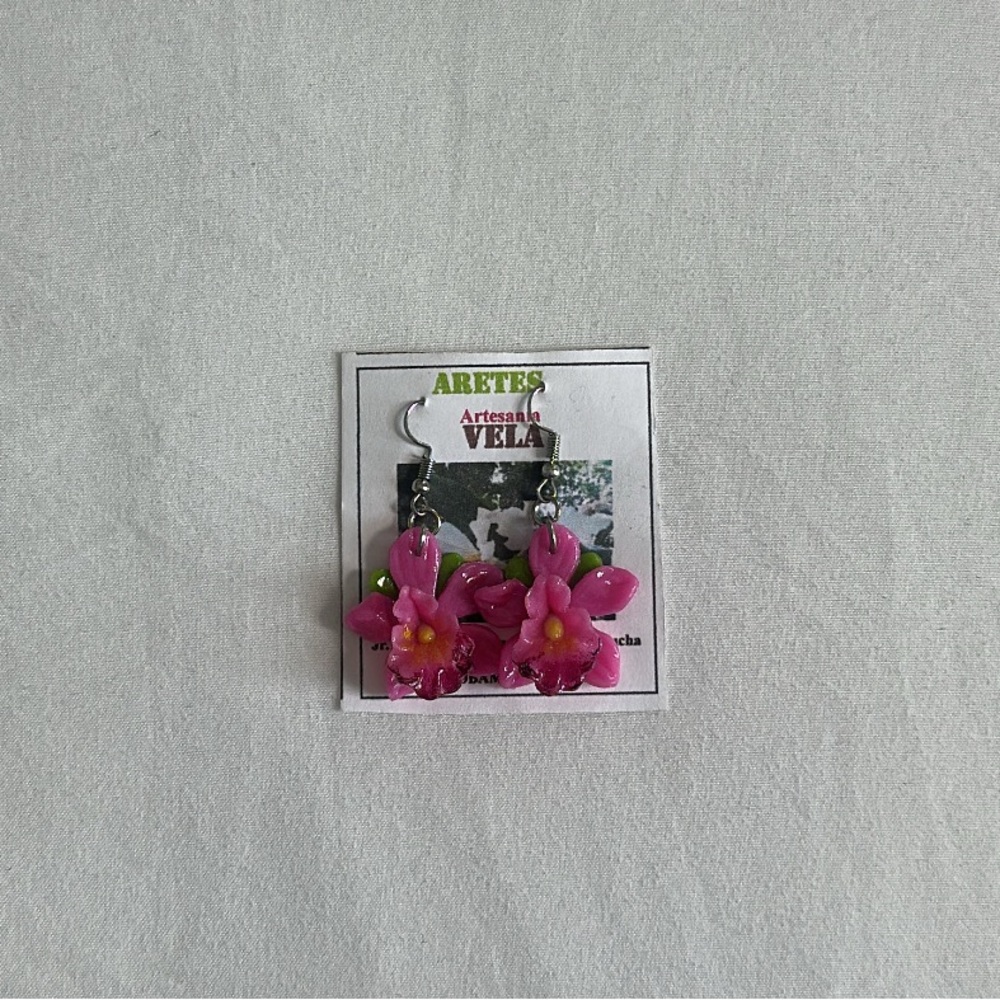Pink Flower Earrings